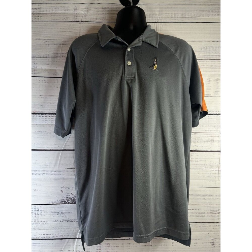 Dunning Performance Golf Polo Shirt Men XL Gray Poly Short Sleeve Golfer Logo